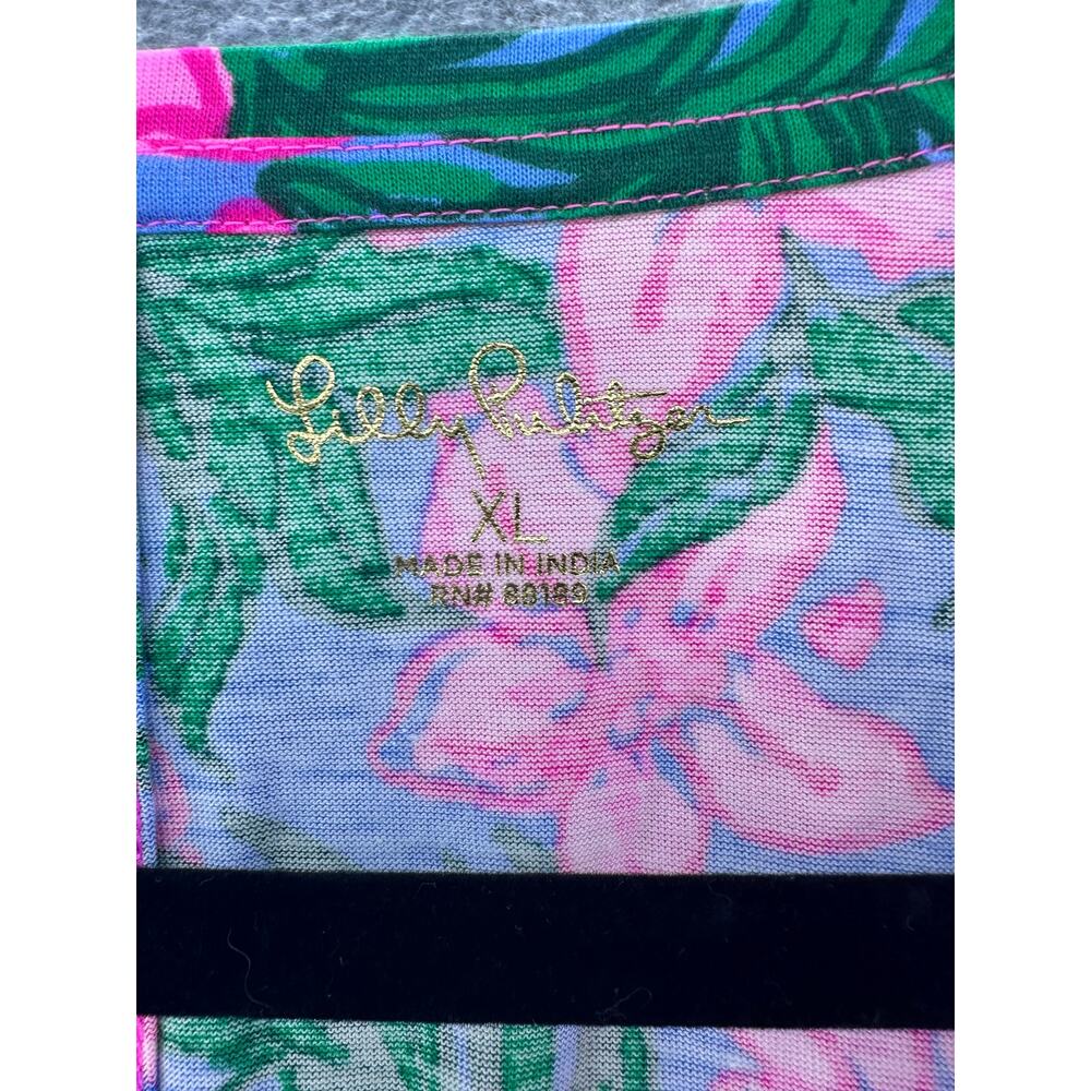 Lilly Pulitzer Women's XL NWT Tessa 3/4 Sleeve V Neck Cerise Pink Safari Sunset - Picture 5 of 13